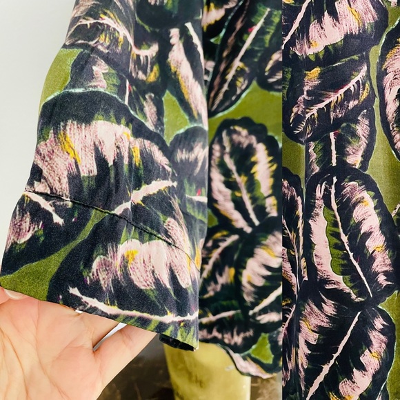 NILE Tropical PALM Leaf Print Resort Style Blouse Large - Picture 4 of 12